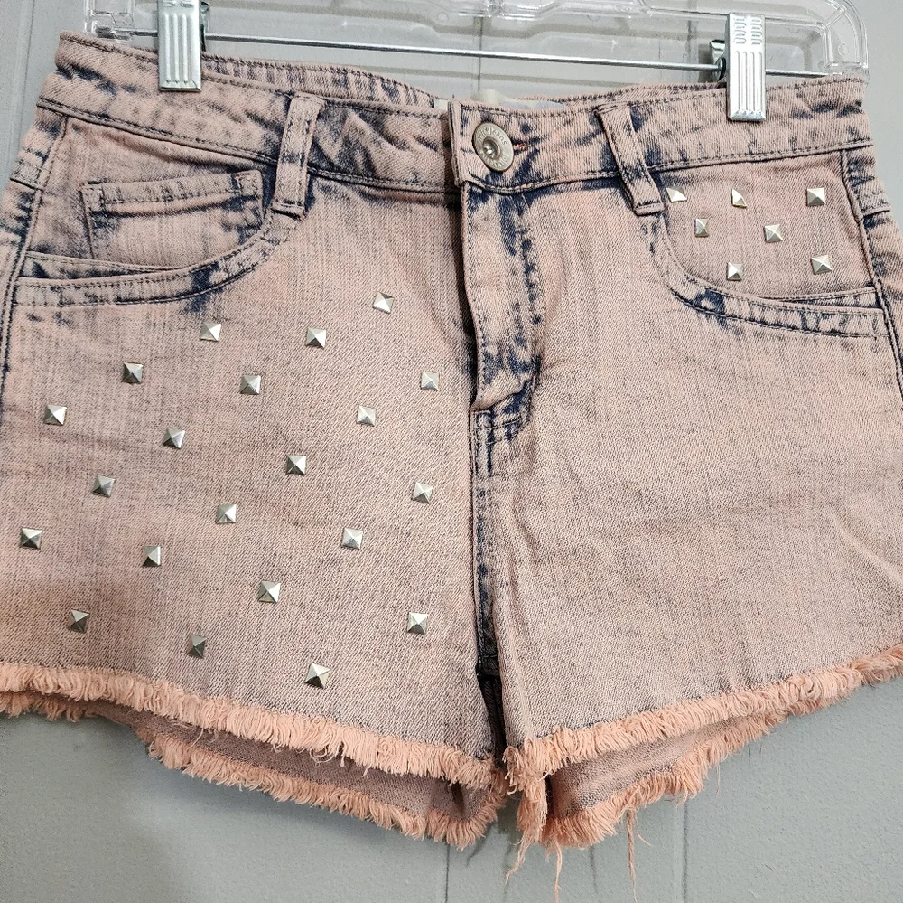 Jolt Studded Light Coral Fringe Shorts Grunge Streetwear Size 5 - Picture 4 of 10
